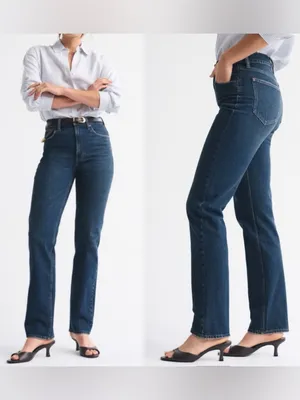 Abercrombie & Fitch Ultra High Rise 90s Straight Jean Dark Wash Blue thumbnail 4