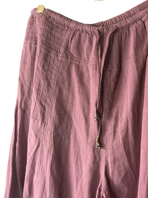 New Free People Harem Cropped Pants Pull On drawstring Large Rose thumbnail 3