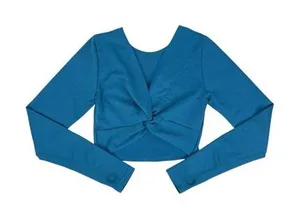 JoyLab Turquoise Blue Marl Long‎ Sleeve Cropped Fit Seamless Tee Top Size Medium thumbnail 1