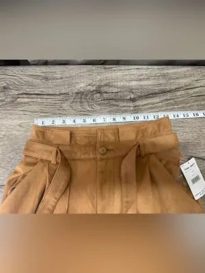 Free People Camel Nightfall‎ Vegan Faux Suede Tie High-Waisted Paperbag Pants thumbnail 7