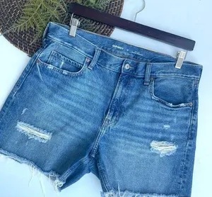 Old Navy Womens Shorts Blue Distressed Denim High Rise Slouchy Cut Off Size 12 thumbnail 1