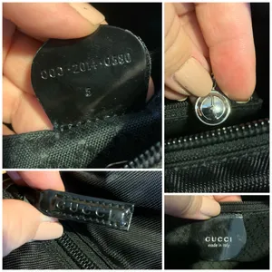 Gucci Black Nylon & Glazed Leather Tote Bag With Bamboo Handles thumbnail 13