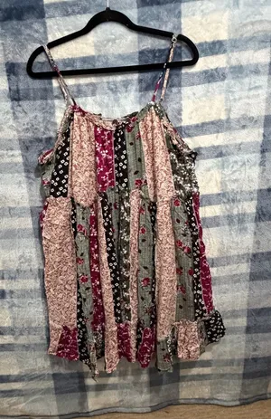 Loveriche Floral Patchwork Tiered Slip Dress 1X Multiple thumbnail 1