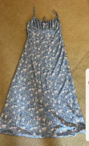 Blu Pepper Light Blue Floral Spaghetti Strap Maxi Dress thumbnail 6