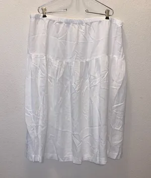 White stretchy casual summer sheer office midi skirt thumbnail 1