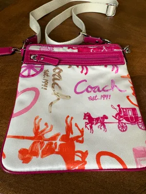 Coach Poppy Pink Scribble Swingpack Crossbody Bag Canvas Y2K⁠ thumbnail 3