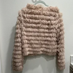 Women's Beige/Blush Faux Fur Jacket thumbnail 5