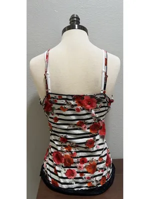 Y2K Almost Famous Layered Rose Print Lace Trim Cami Top XL thumbnail 3
