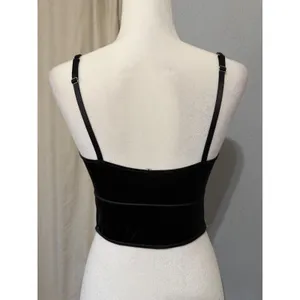 Steve Madden Womens Corset‎ 36C Black Satin Studded Strap Camisole Top Y2K Goth thumbnail 3