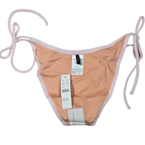 J. Crew Ribbed curved-waist cheeky string bikini bottom in‎ Pale Blossom S NWT thumbnail 4