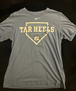 UNC Tar Heels Mens Baseball Shirt Size Small Tight Slim Fit Used Tee thumbnail 1