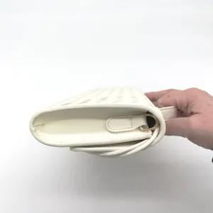 Few Moda East West Woven Clutch Bag Crossbody Cream Toggle Minimalist Chic Vegan thumbnail 8
