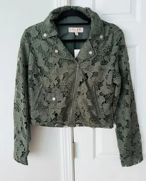 Anthropologie Dolan Lace Moto Jacket, Size M thumbnail 4