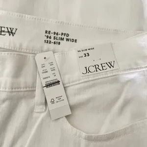 NWT!! J. CREW '96 Slim Wide Jeans Retro Raw Hems Solid White Preppy Frayed 33 thumbnail 13