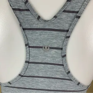 Lululemon Gray Stripe Racerback Tank Yoga Run Activewear Athleisure Slim Fit‎ 4 thumbnail 4