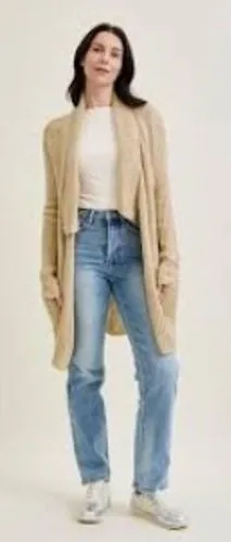 Judy Blue Chunky Knit‎ Open Front Cardigan Sweater Beige Wool Blend Medium/Large thumbnail 1