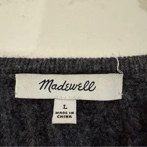 Madewell Redford Merino Wool Blend Chunky Cardigan Sweater Womens Large Charcoal thumbnail 6