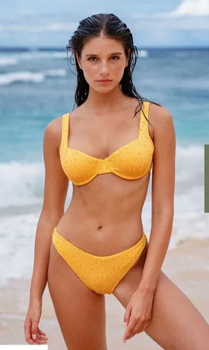 Berlook Mustard Yellow Jacquard Bikini Size XS/S thumbnail 1