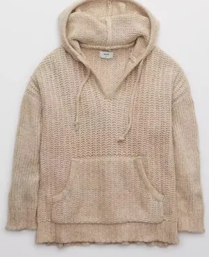 Aerie Chunky Street Knit Hoodie Pullover thumbnail 3