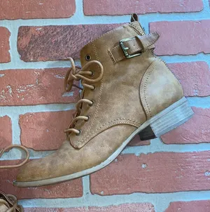G by Guess Gabree tan lace up ankle booties thumbnail 3