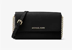 Michael Kors Jet Set Travel Saffiano Leather Smartphone Chain Wallet Crossbody thumbnail 1