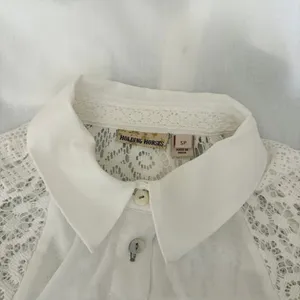 Anthropologie HOLDING HORSES White Lace Sleeve Buttondown‎ Shirt Top Lacey Small thumbnail 10