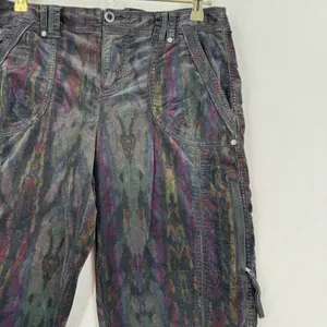 Marrakech Women 29 Printed Corduroy Cargo Pants Multicolor Y2K Boho Utility Art thumbnail 3