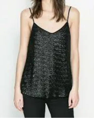 Zara Black Sequin Tank XS thumbnail 2