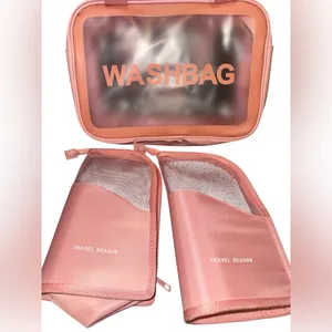 Cute Pink Travel Season Washbag Set w/ Mesh Pouches - Toiletry Organizer thumbnail 2