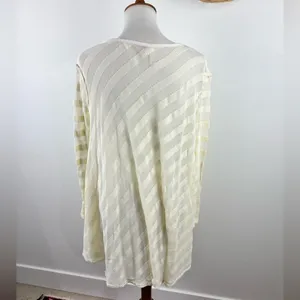 Free People We The Free Ivory Sheer Stripe Asymmetrical Tunic XS thumbnail 10