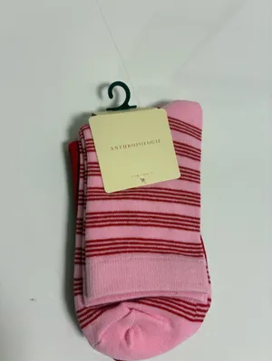 Anthropologie Striped and Solid crew socks (red/pink striped) New thumbnail 2