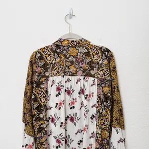 [Jane & Delancey] Mixed Floral Print Button Down Oversized Boho Blouse Sz Large thumbnail 4
