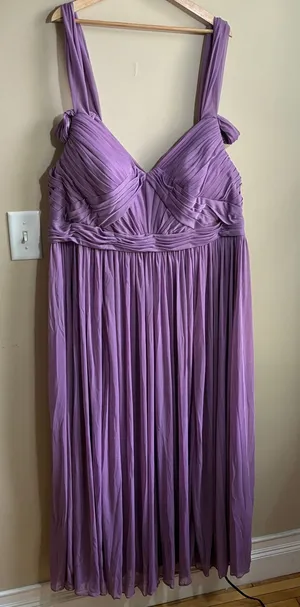 Azazie A24 Bridesmaid Dress Wisteria Purple Women Plus Chiffon Pleated Gown thumbnail 1