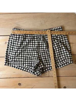 Auden NWT Women's Flannel Black White Checkered Top Shorts Pajama Set Size L thumbnail 15