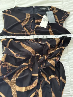 Lauren Ralph Lauren Black Midi Dress with Gold Chain Print thumbnail 7