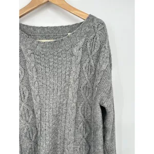 Jack Wills Womens Cable Knit Sweater Size 6 Grey Alpaca‎ Blend Fisherman Preppy thumbnail 2