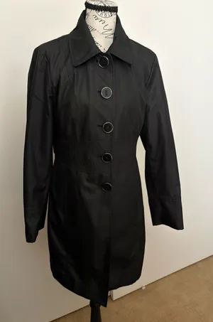 Kenneth Cole Black Button-Front Long Trench Coat thumbnail 1