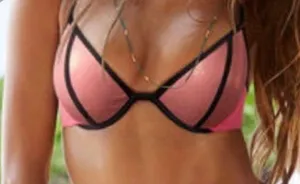 Victoria's Secret Hot pink/Black/ Rose Gold Women's Bikini Set 36B/M thumbnail 2
