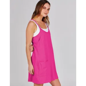 NWT Athletic Tennis Dress Sleeveless Pocket Mini Sundress Magenta Small thumbnail 3