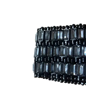 Black Rhinestone Stretchy Bracelet costume retro gothic steampunk thumbnail 4