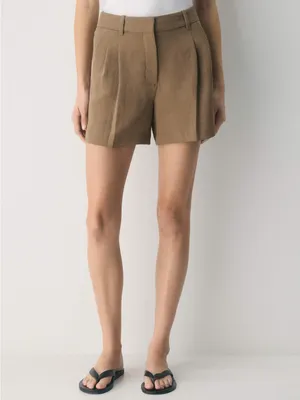Aritzia The Effortless Short Mid-Thigh Crepette folio taupe brown size 8 thumbnail 2