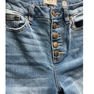 MISS ME Denim Crop‎ Boot Jeans Button Fly Medium Wash Raw Hem Size 26 thumbnail 9