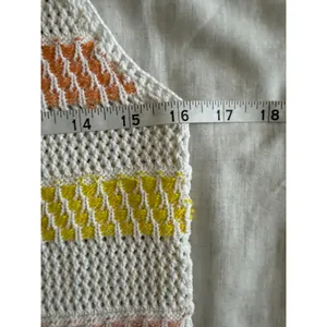 Alice + Olivia Croquet Tank Top Womens Small White Rainbow Stripe Semi Sheer thumbnail 7
