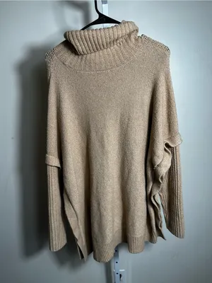 N271. Simply Vera Vera Wang Cable Knit Turtleneck Sweater - Beige thumbnail 3