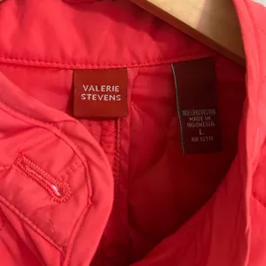 VINTAGE Valerie Stevens Quilted‎ Jacket Coral Pink Collar Button Front Size L thumbnail 3