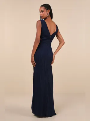 LULU’S Compelling Poise Navy Blue Plisse Cutout Sleeveless Maxi Dress thumbnail 6