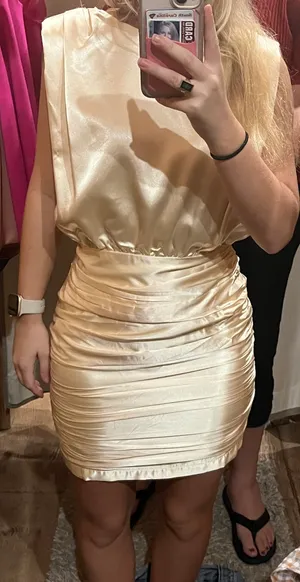 Champagne Satin Cocktail Dress thumbnail 1