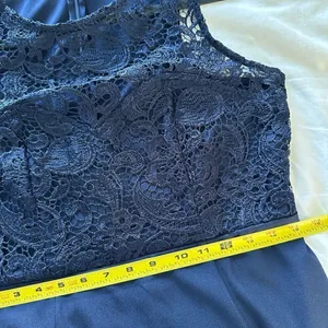 Lulus Navy Blue Sleeveless Lace Onlay Maxi Gown Dress Size L thumbnail 5