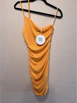 Princess Polly Orange Ruched‎ Midi Bodycon Dress Size AU/UK 10 US 6 thumbnail 2