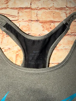 Nike Gray Dri-Fit Sports Bra with Blue Swoosh thumbnail 3